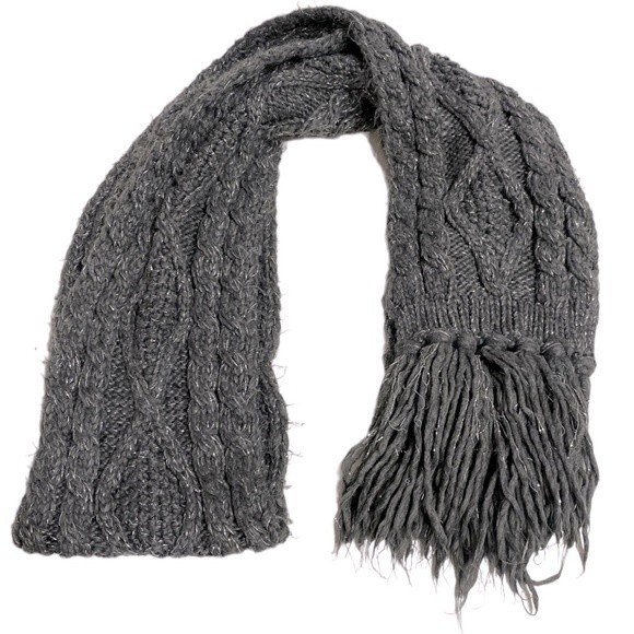 Knitted Gray Shimmer Scarf - Picture 1 of 3